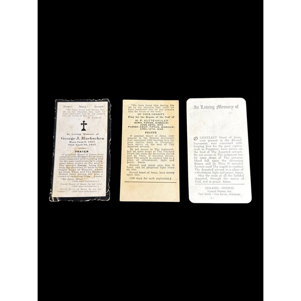 Vintage Catholic Funeral Memorial Prayer Cards 1925-1945 Lot of 6 Ephemera - Picture 4 of 6